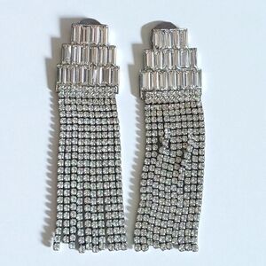 Swarovski Silver Crystal Tassel Earrings